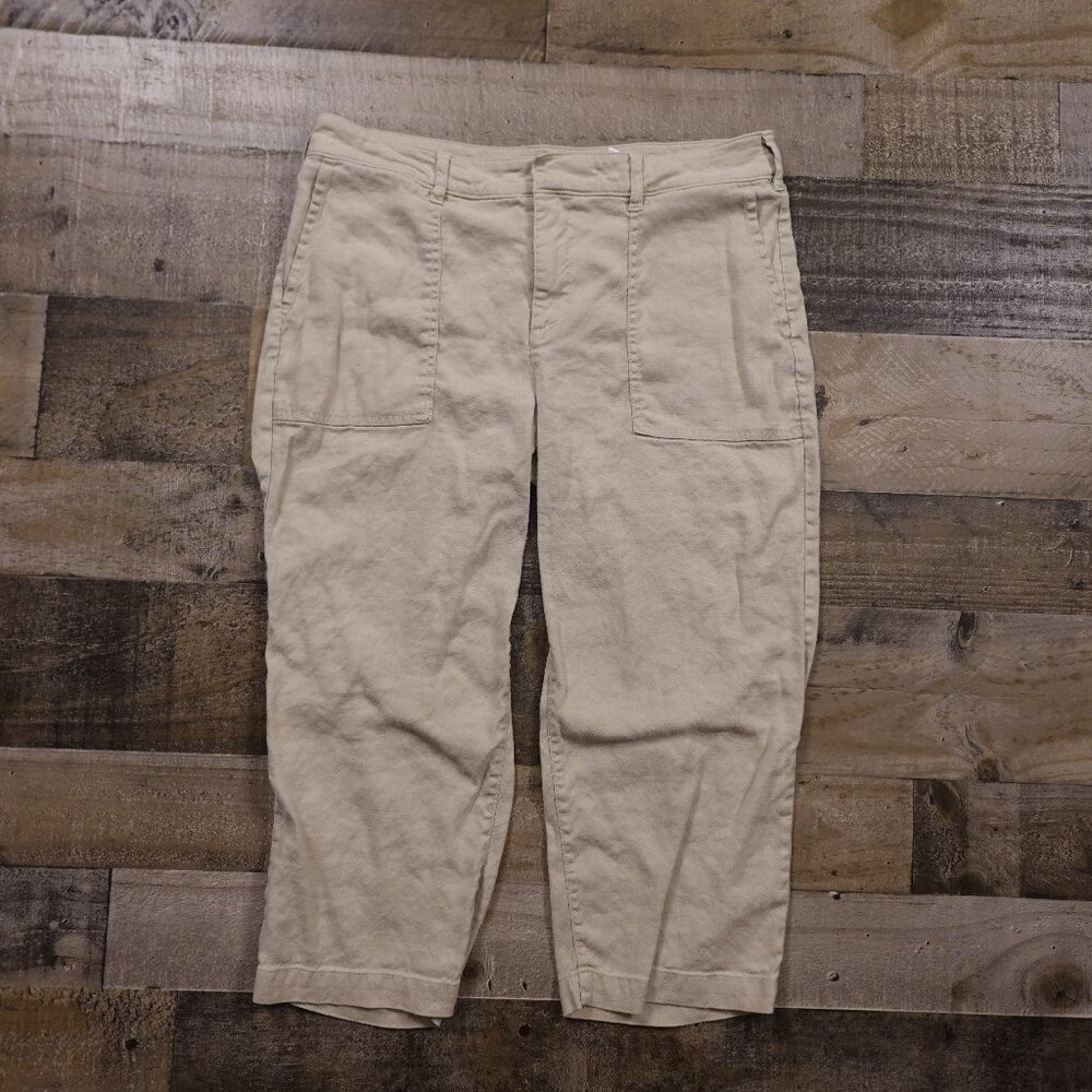 NYDJ Lift Tuck‎ Capri Linen Pants Women’s 8P – Beige